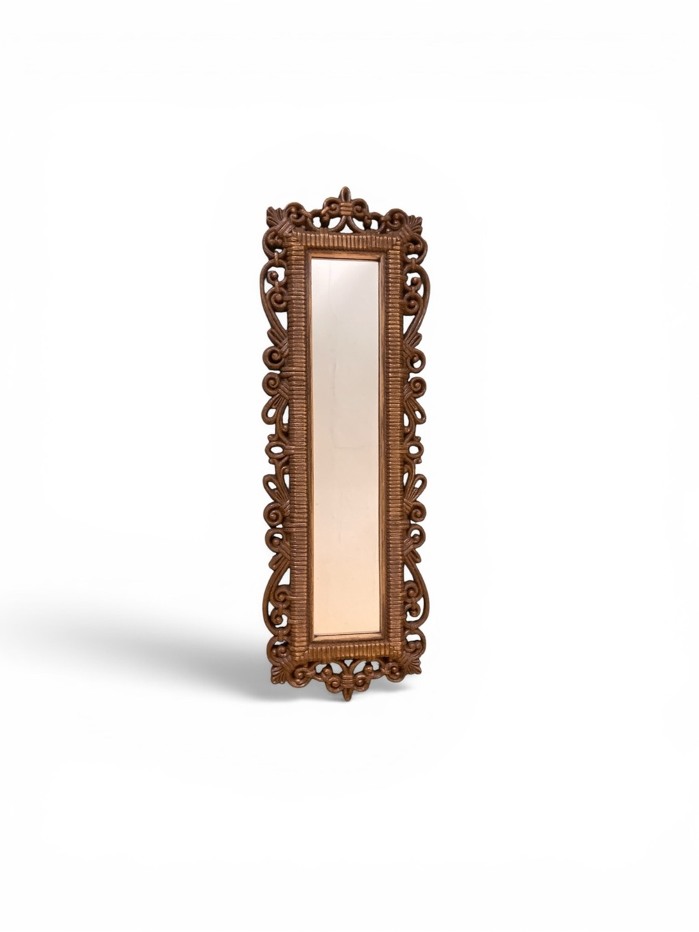 Vintage Brown Faux Wicker Mirror 1978